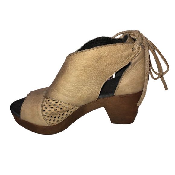 Free People The Revolver Heeled Clog, Peep Toe, Tie Back, Cut Out, sz 36 (US 6) - Picture 7 of 10